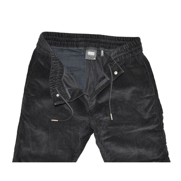 B2 NWOT KITH KXTN Torpedo Navy Corduroy Elastic Waistband W/Drawcord Pants Sz M